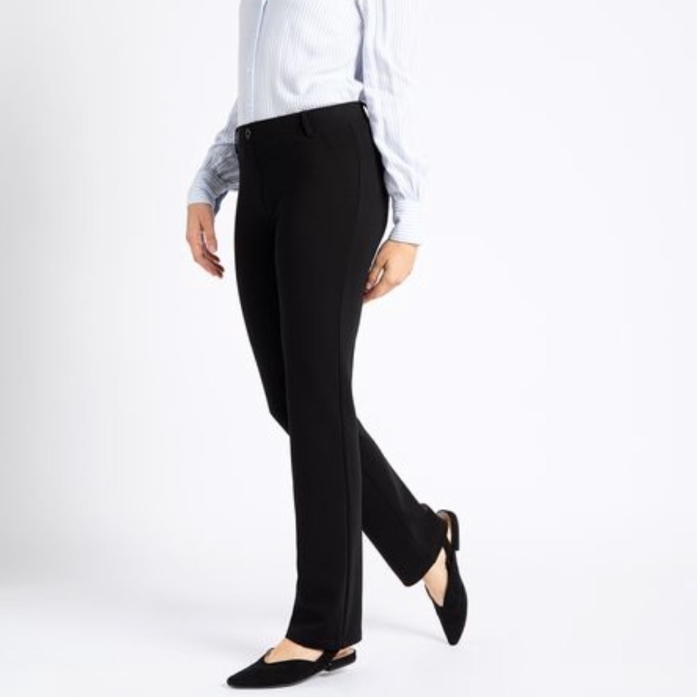 Betabrand Black Dress Pant Yoga Pants Straight Leg Classic Size Large Petite